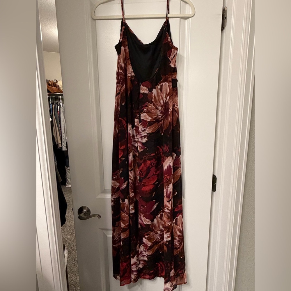 Lulus Flowery Passion Burgundy Floral Print Cowl Neck Midi Dress size small - Picture 8 of 8